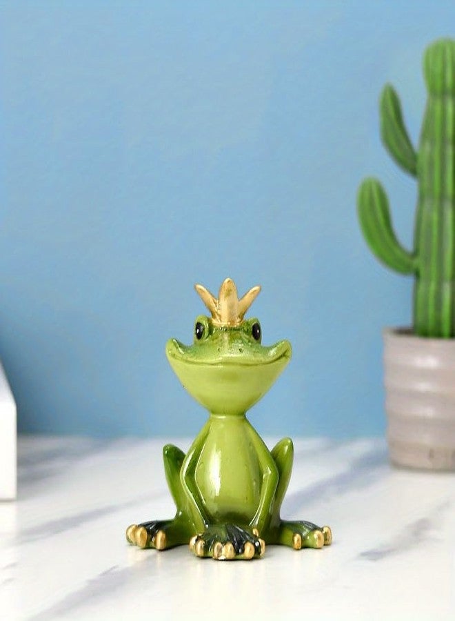 LINZHEN Crown Pastoral Yoga Frog Ornament,Decorate Living Room, Balcony, or Desktop Bookcase with Resin Crafted Frog Figurine,Perfect Yard and Holiday Supplies for Patio and Lawn Décor - Image 1